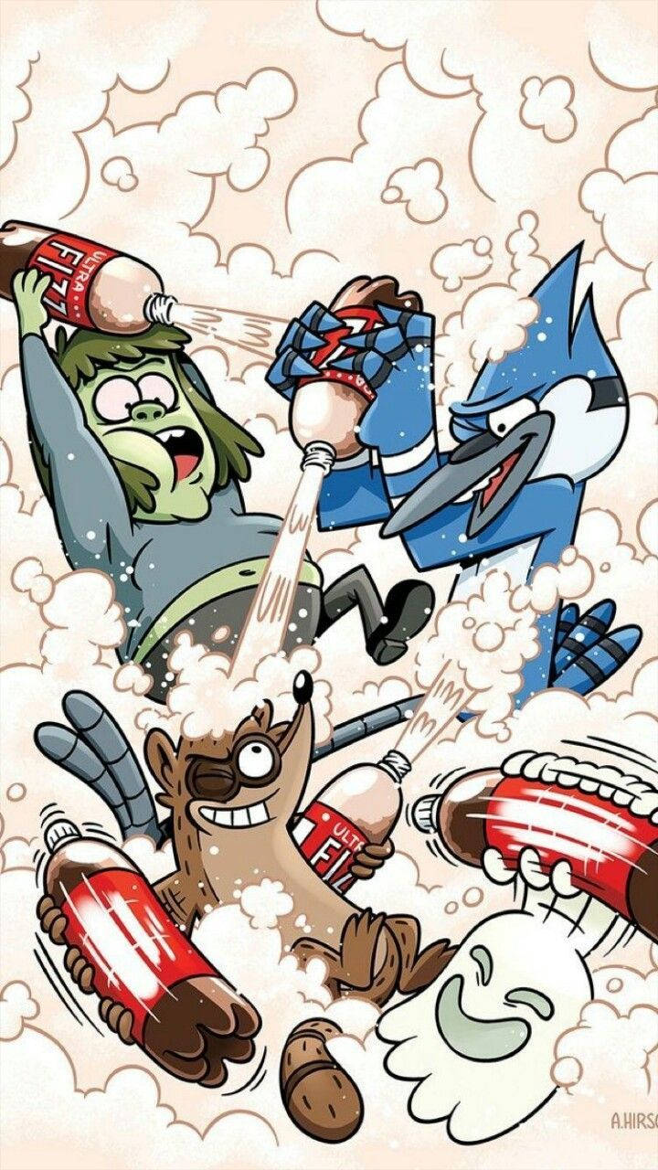 Mordecai, Rigby, soda bottles, HD Phone Wallpaper
