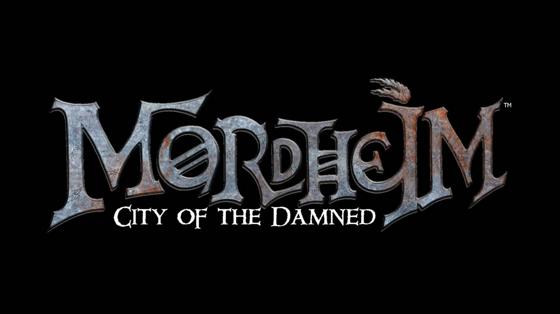 Mordheim City Of The Damned, Gothic metallic logo, rusted textures, Full HD Desktop Wallpaper