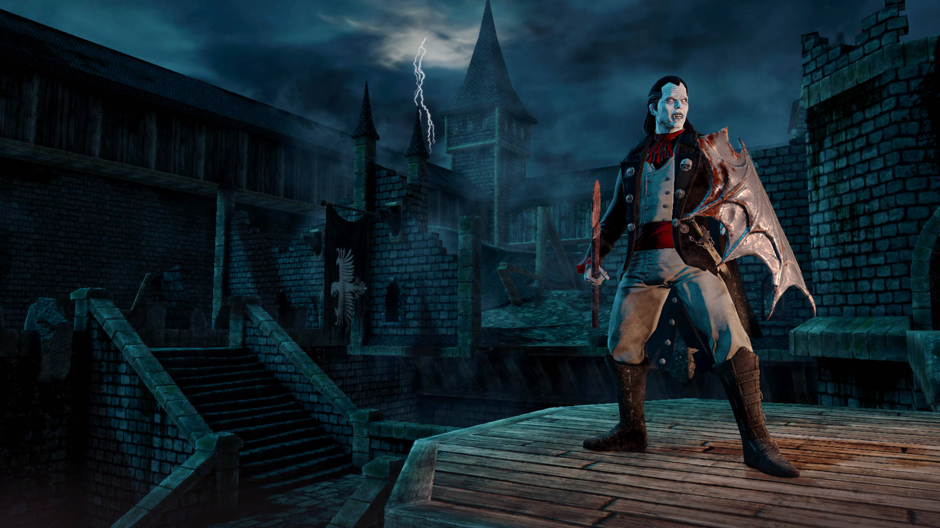 Mordheim City Of The Damned, vampire warrior, bat wings, Full HD Desktop Wallpaper
