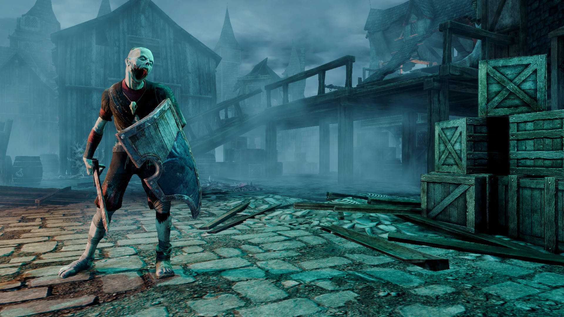 Mordheim City Of The Damned, zombie warrior, shield, Full HD Desktop Wallpaper