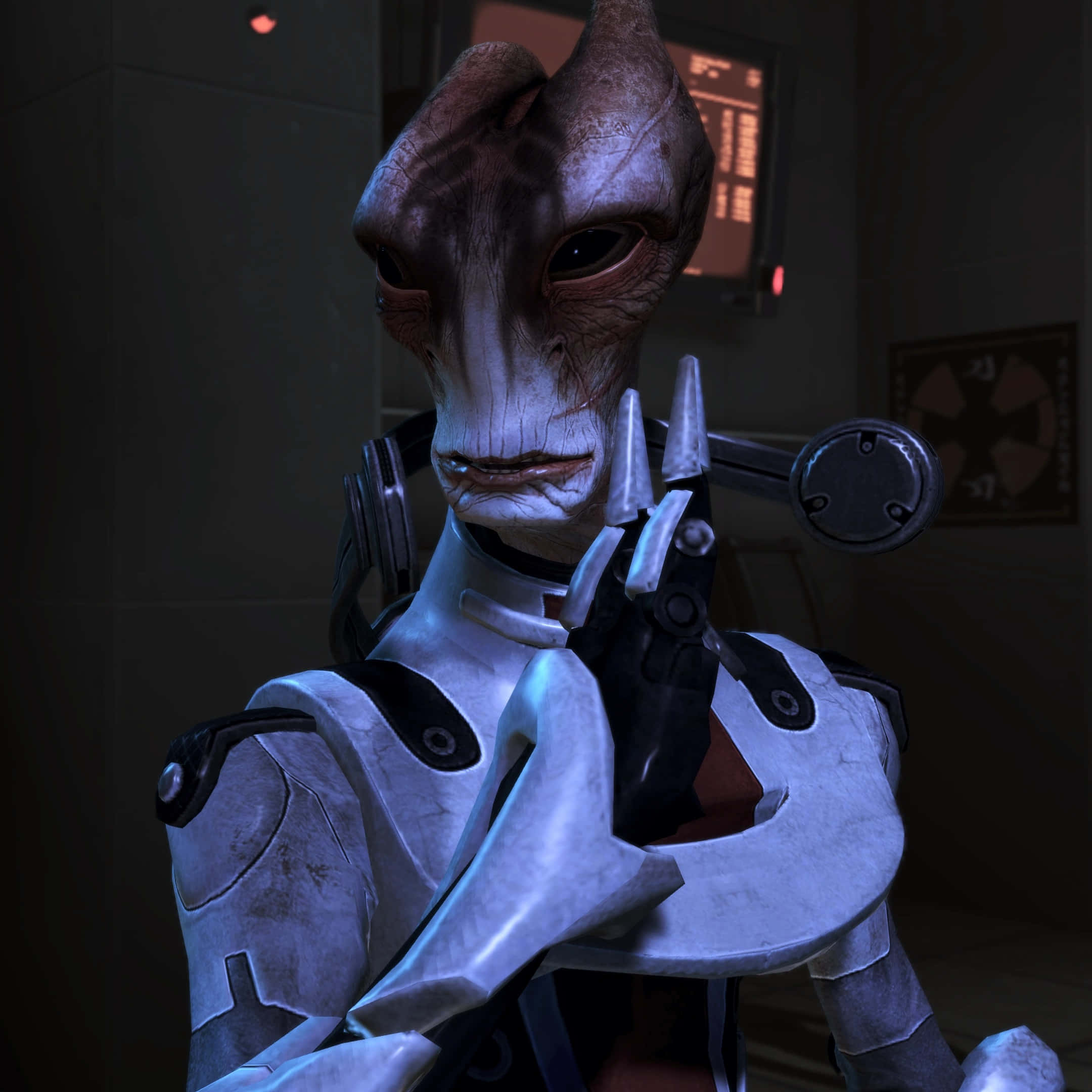 Mordin Solus, white armor, blaster, Full HD Desktop Wallpaper