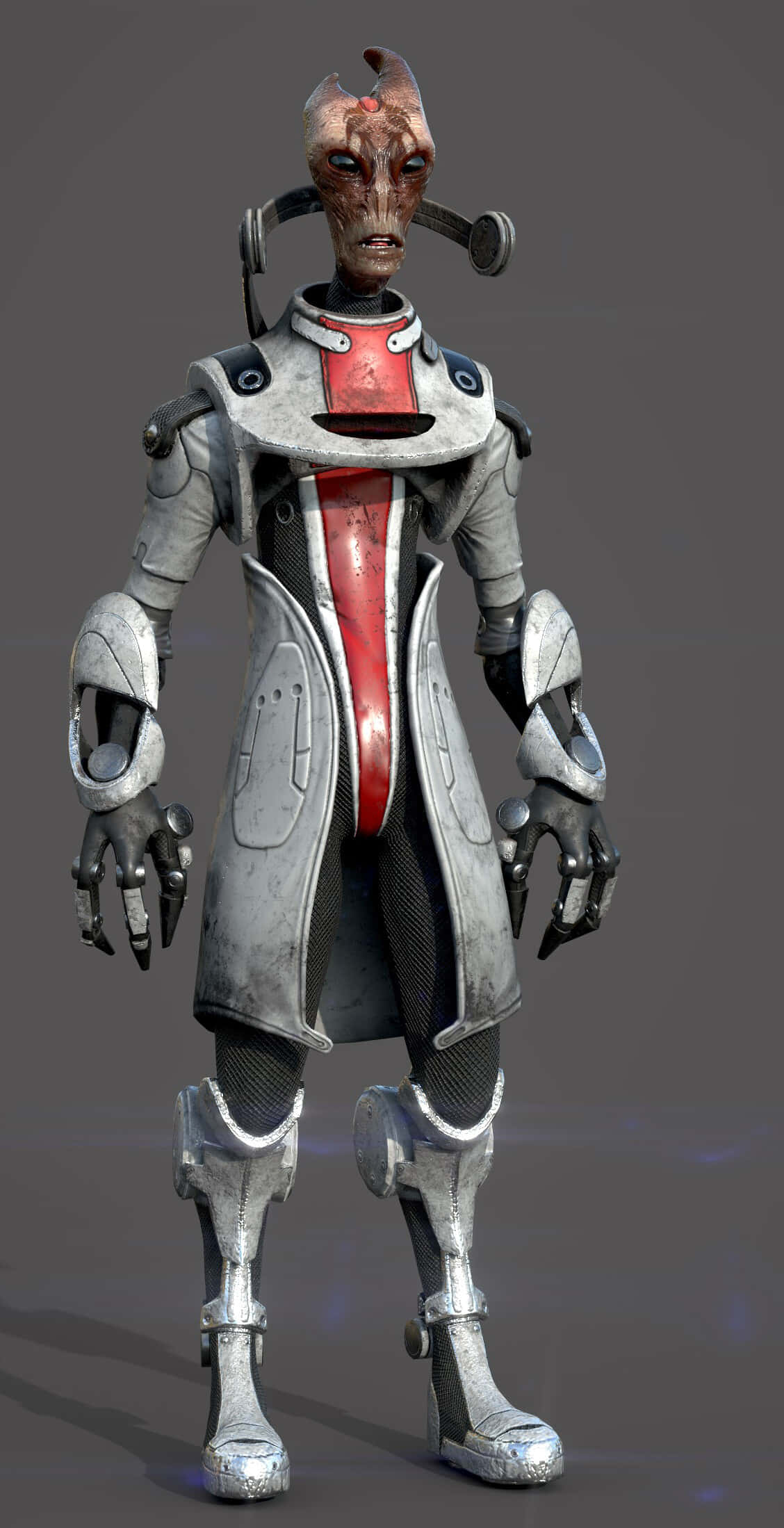 Mordin Solus, red skin, silver armor, Full HD Phone Wallpaper