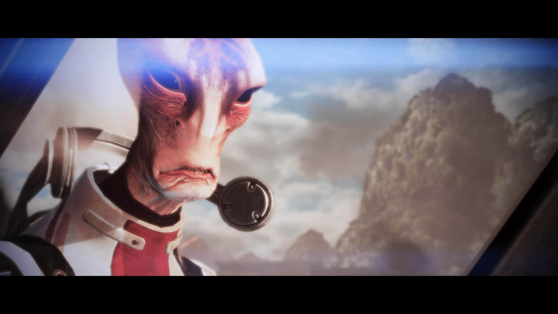 Mordin Solus, red and white suit, cockpit window, Full HD Desktop Wallpaper