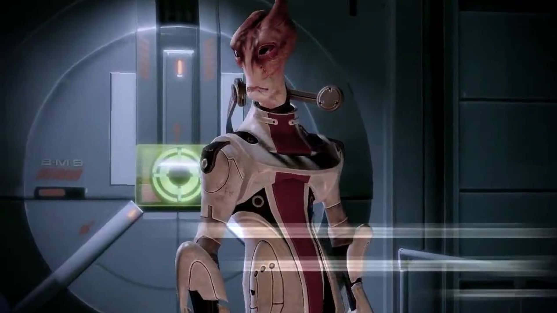 Mordin Solus, red-skinned alien, white and red armor, Full HD Desktop Wallpaper