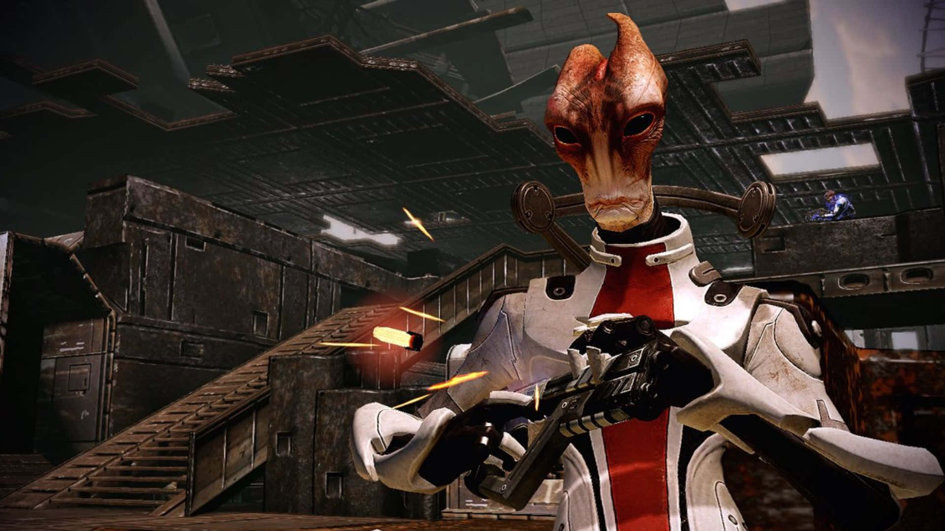 Mordin Solus, red skin, horns, Full HD Desktop Wallpaper