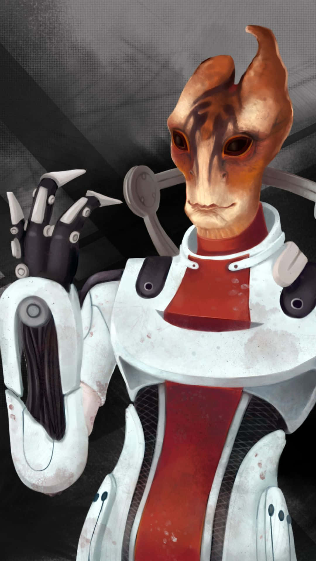 Mordin Solus, orange skin, horns, Full HD Phone Wallpaper