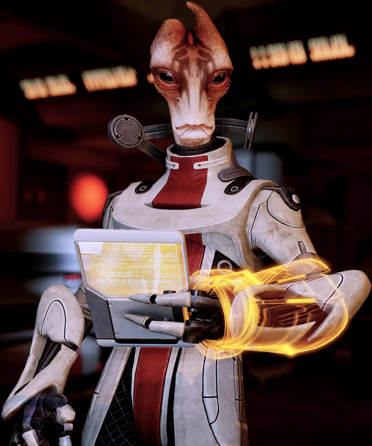 Mordin Solus, red skin, horns, HD Phone Wallpaper