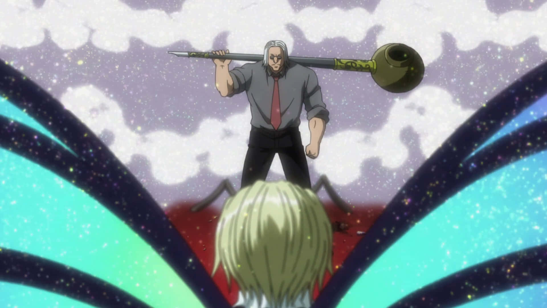 Morel Mackernasey, silver-haired anime man, suit, Full HD Desktop Wallpaper