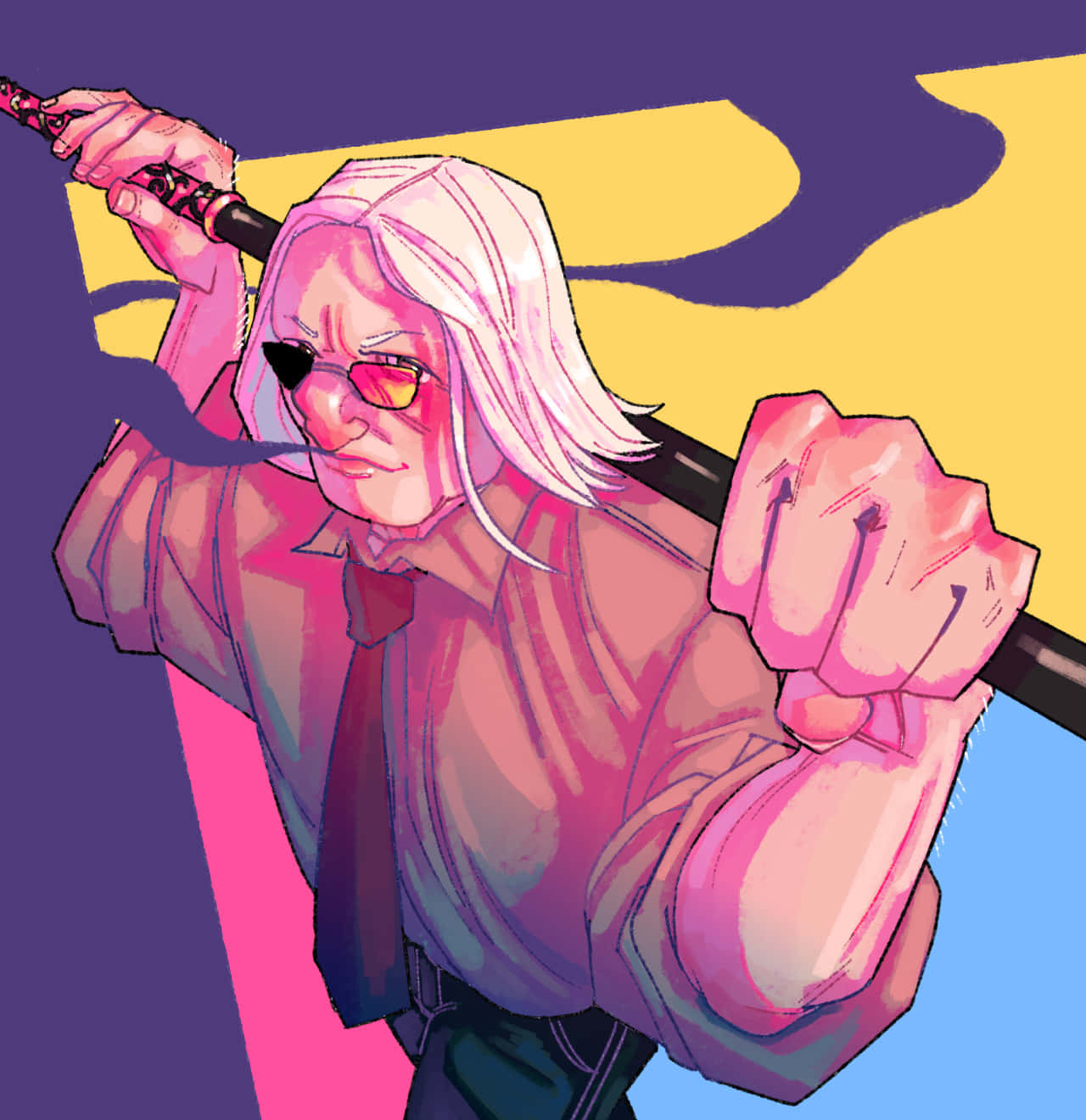 Morel Mackernasey, white hair, red glasses, HD Phone Wallpaper