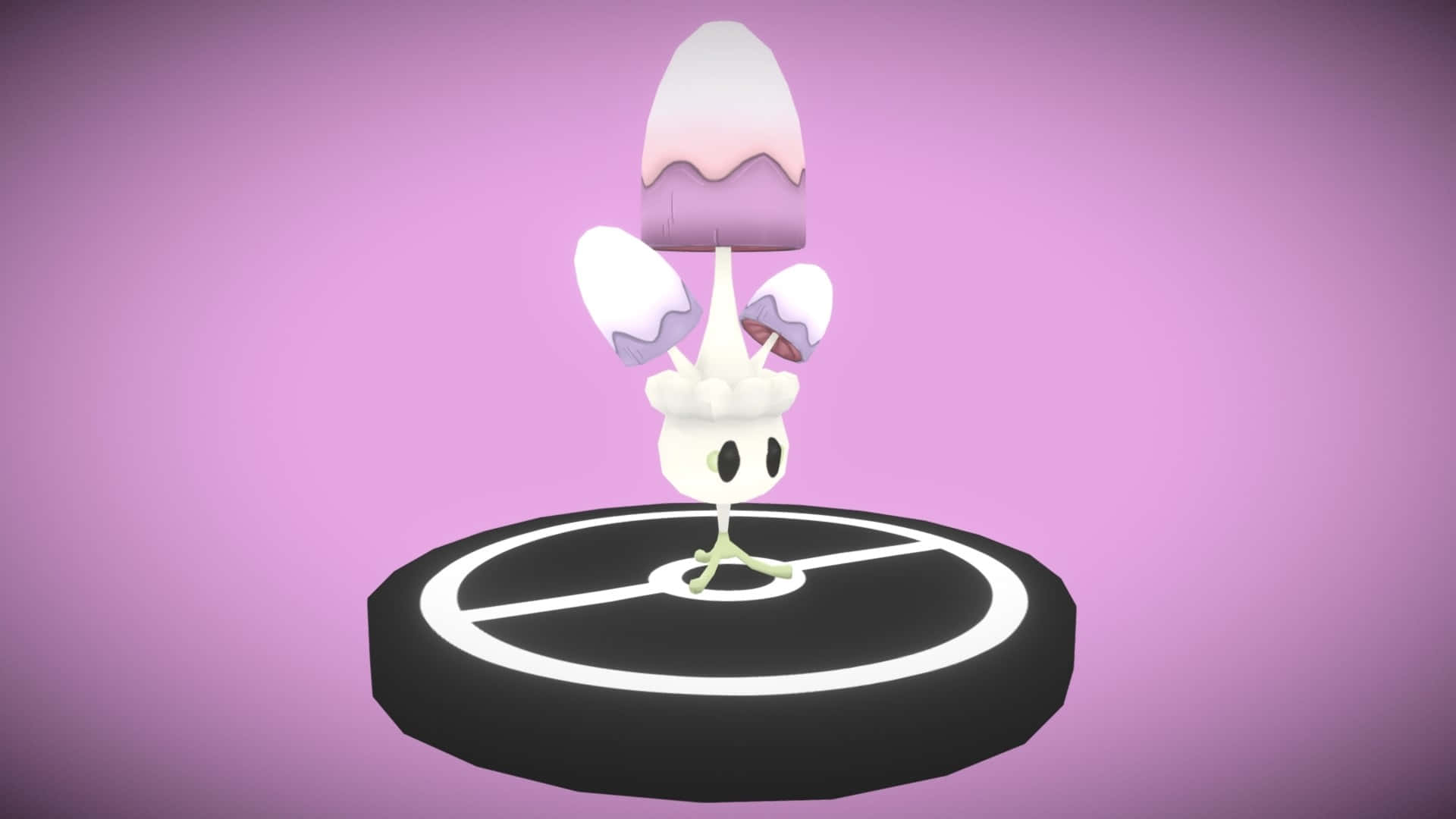 Morelull, violet background, white mushroom-like Pokémon, Full HD Desktop Wallpaper
