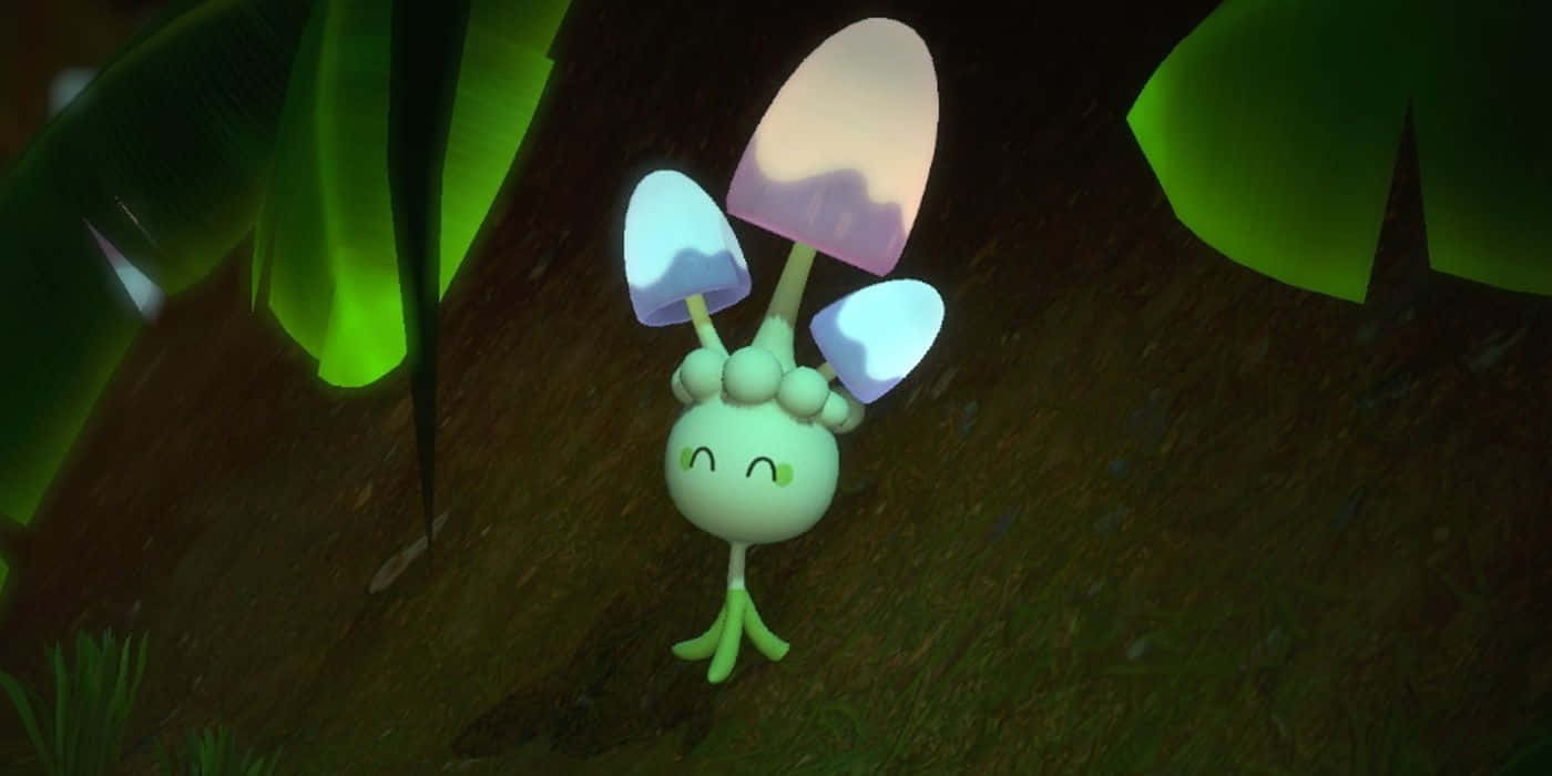 Morelull, glowing green, three mushroom caps, HD Desktop Wallpaper