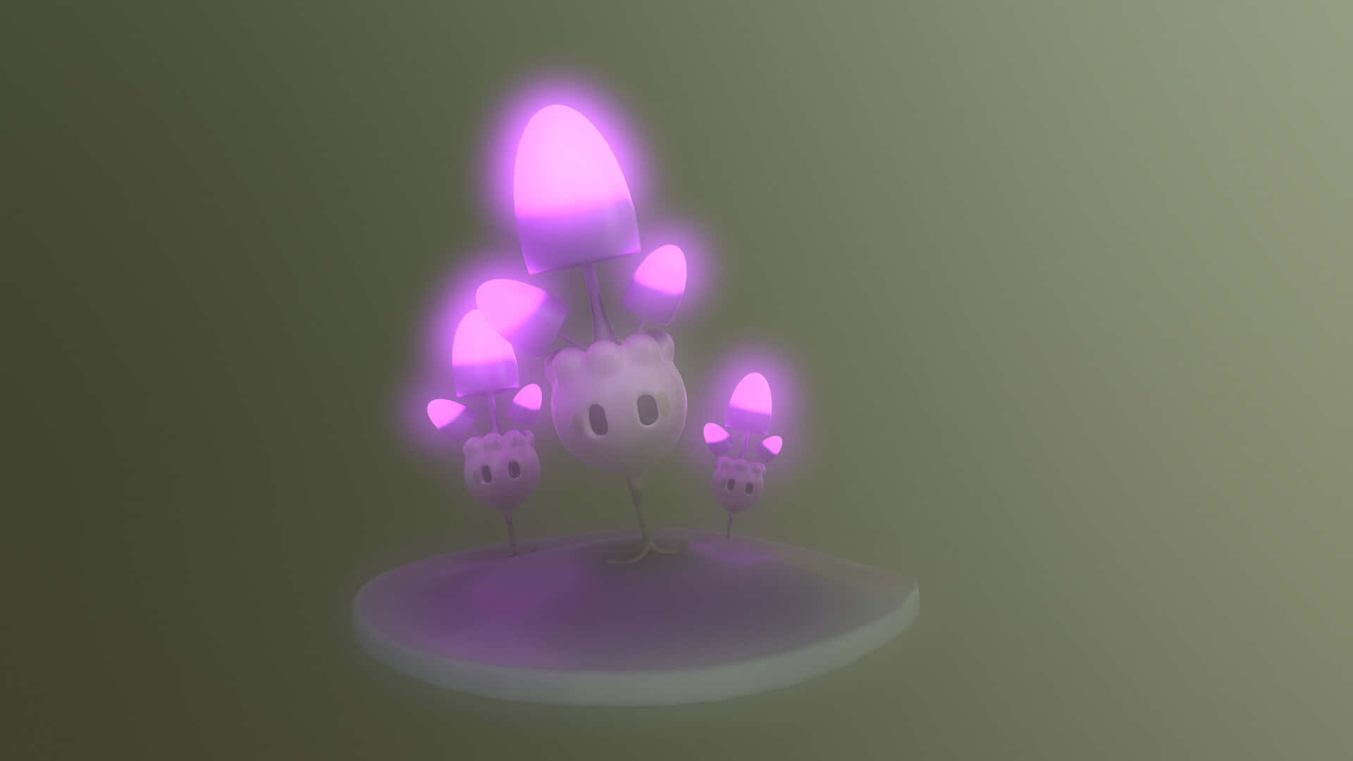 Morelull, purple glowing, mushroom-like creature, Full HD Desktop Wallpaper
