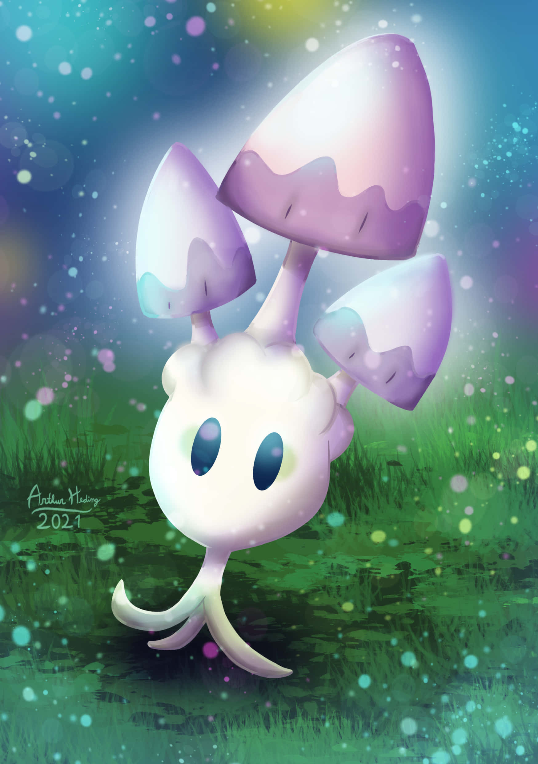 Morelull, 3D Phone, white mushroom-like creature, Full HD Phone Wallpaper