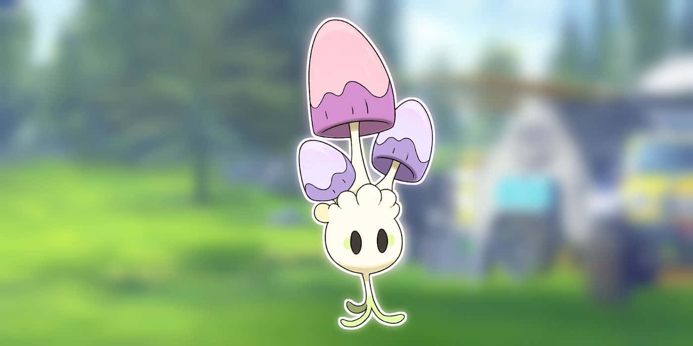 Morelull, pink and purple caps, blurred green field, HD Desktop Wallpaper