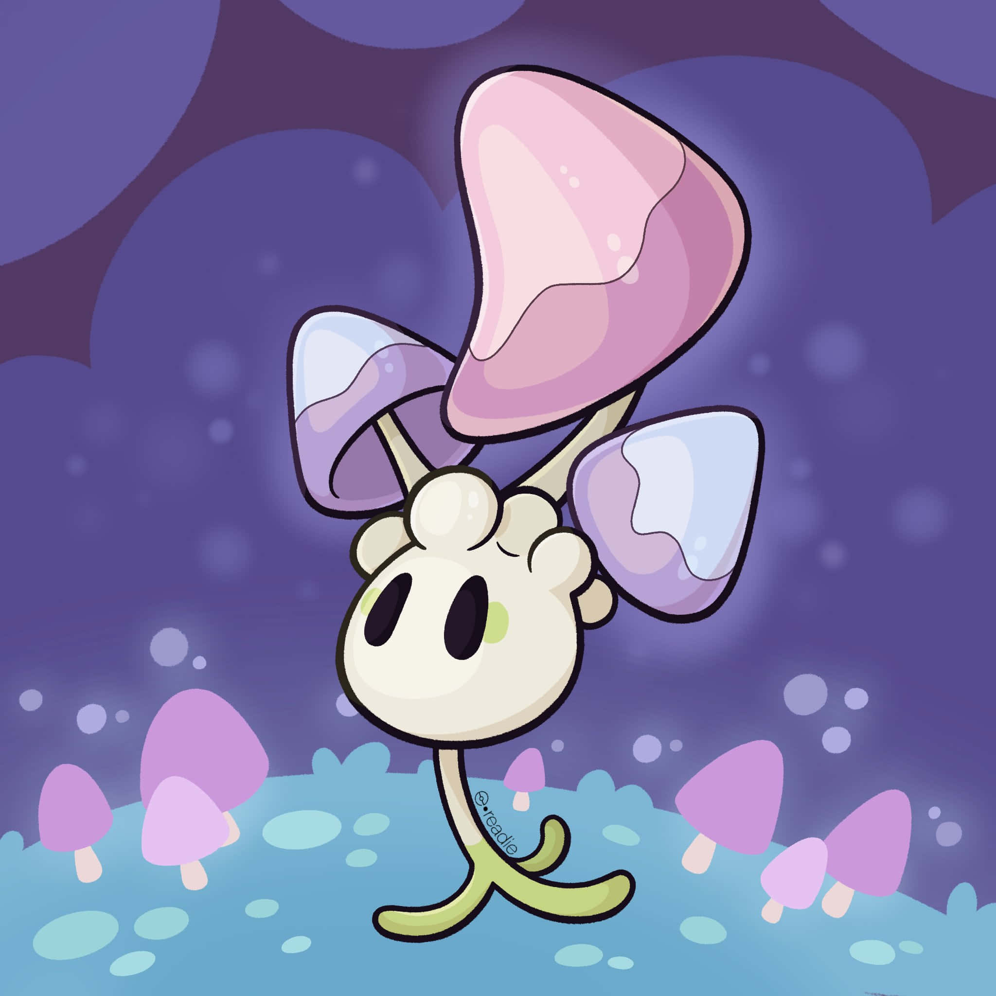 Morelull, Dark Violet, pink bow, Full HD Desktop Wallpaper