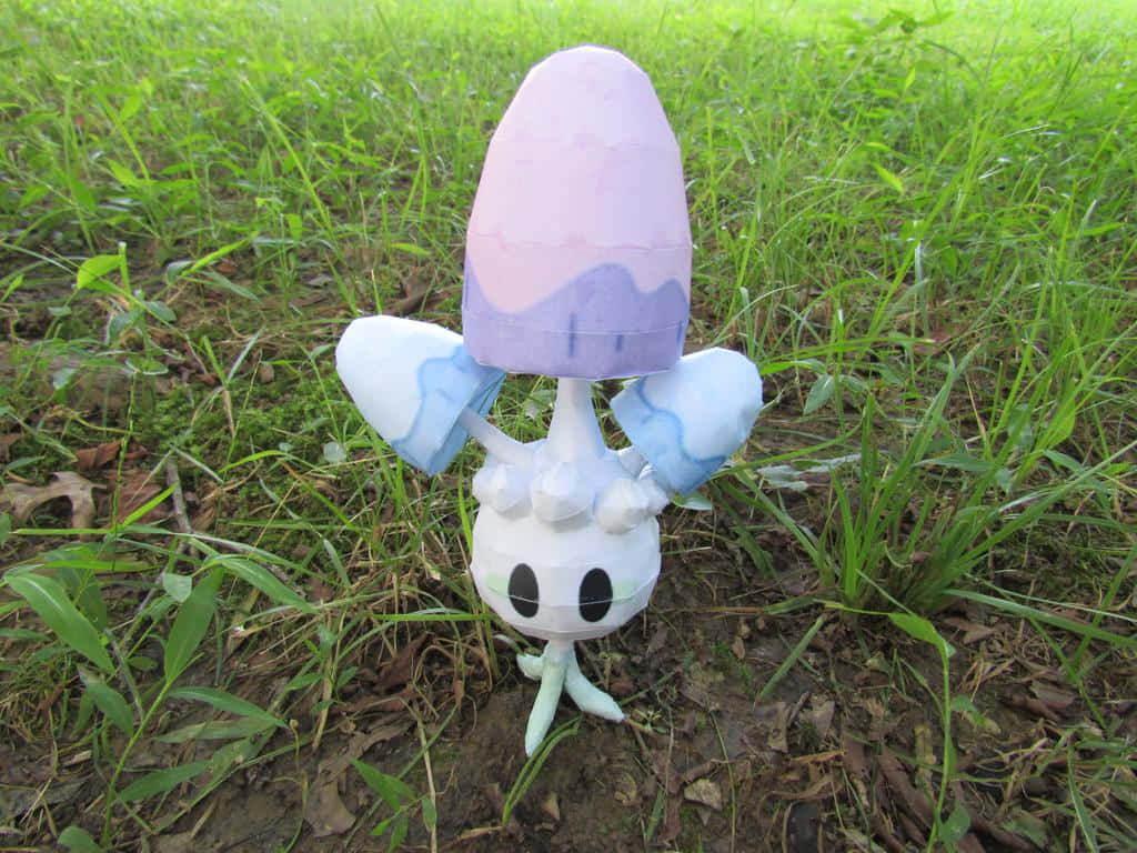 Morelull, mushroom-like Pokémon, green grass, SD Desktop Wallpaper