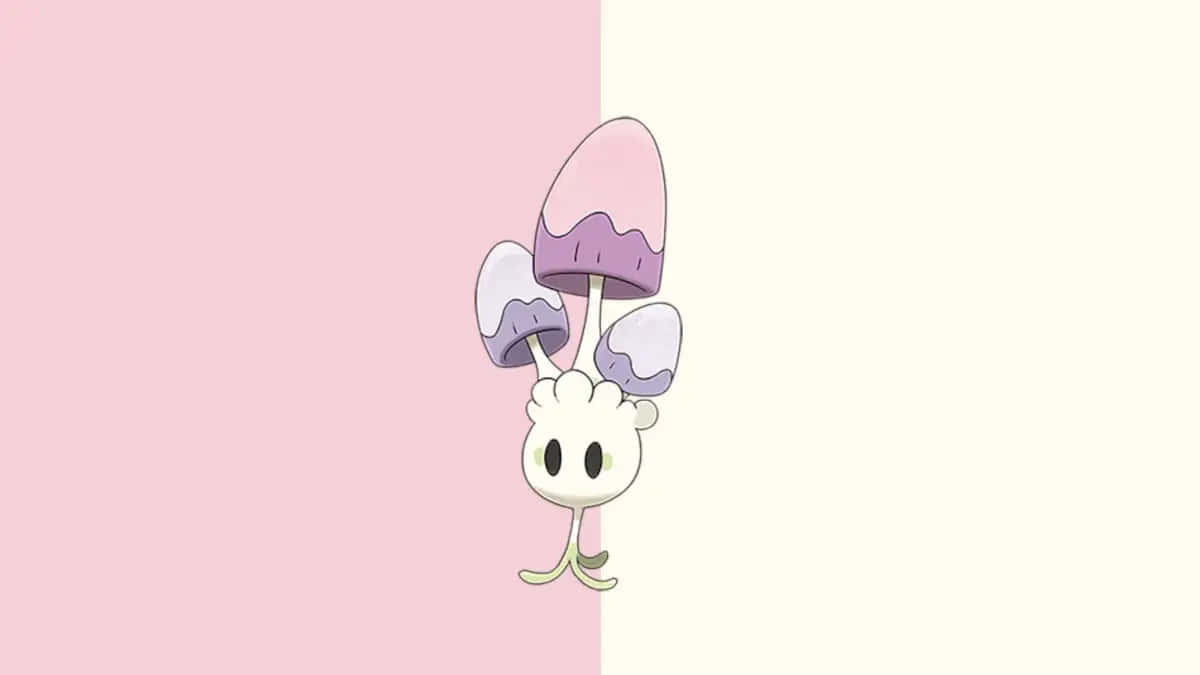 Morelull, pastel pink, cartoon mushroom creature, SD Desktop Wallpaper