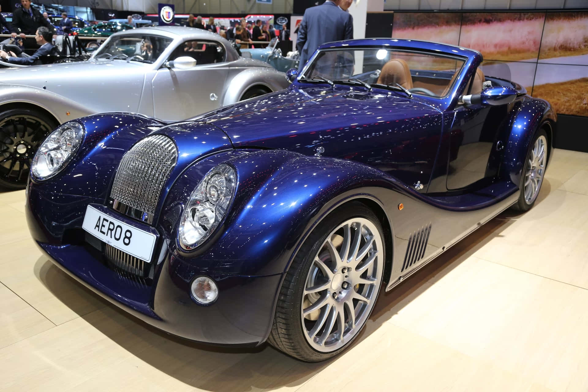 Morgan Aero 8, deep blue, chrome accents, Full HD Desktop Wallpaper