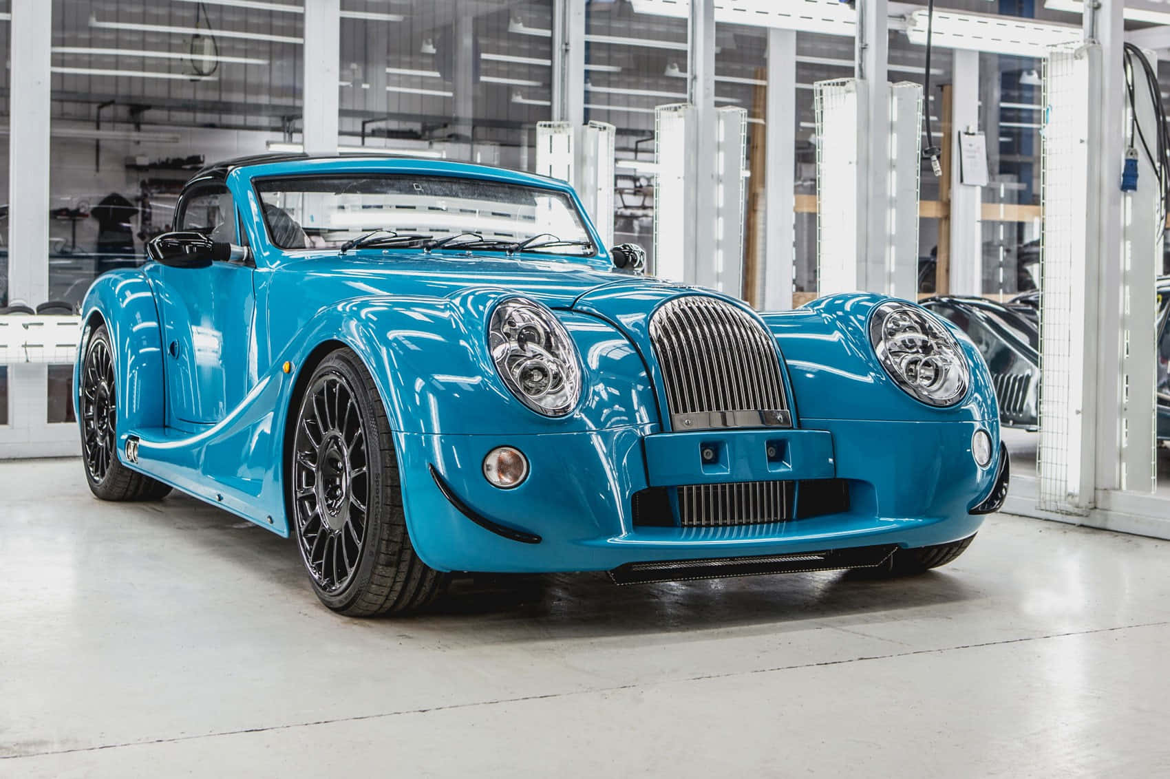 Morgan Aero 8, glossy turquoise, factory lights, HD Desktop Wallpaper