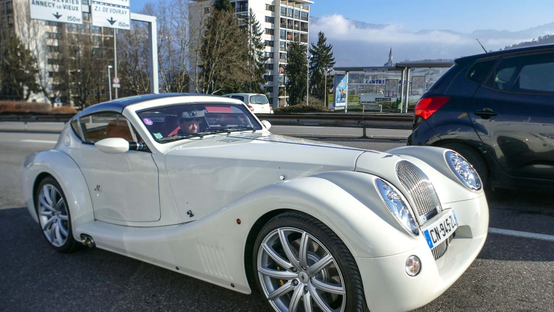 Morgan Aero Super Sports, pristine white, sunlit highway, Full HD Desktop Wallpaper
