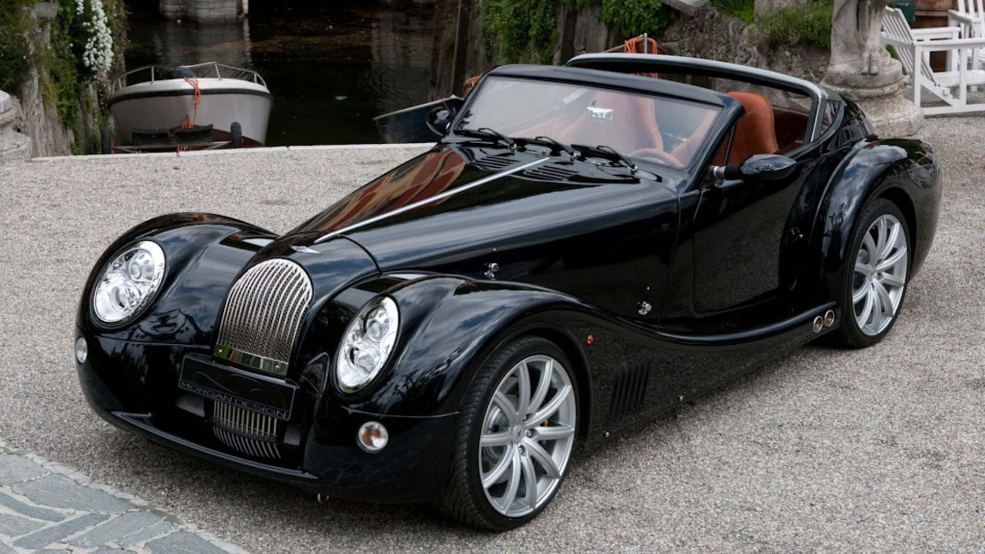 Morgan Aero Super Sports, glossy black, silver wheels, Full HD Desktop Wallpaper
