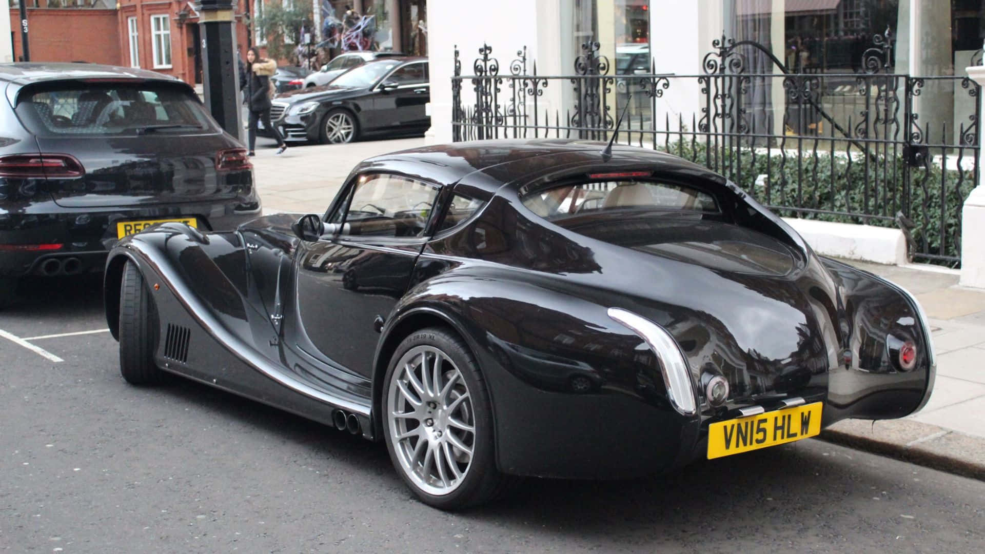 Morgan Aero Super Sports, black, silver rims, Full HD Desktop Wallpaper