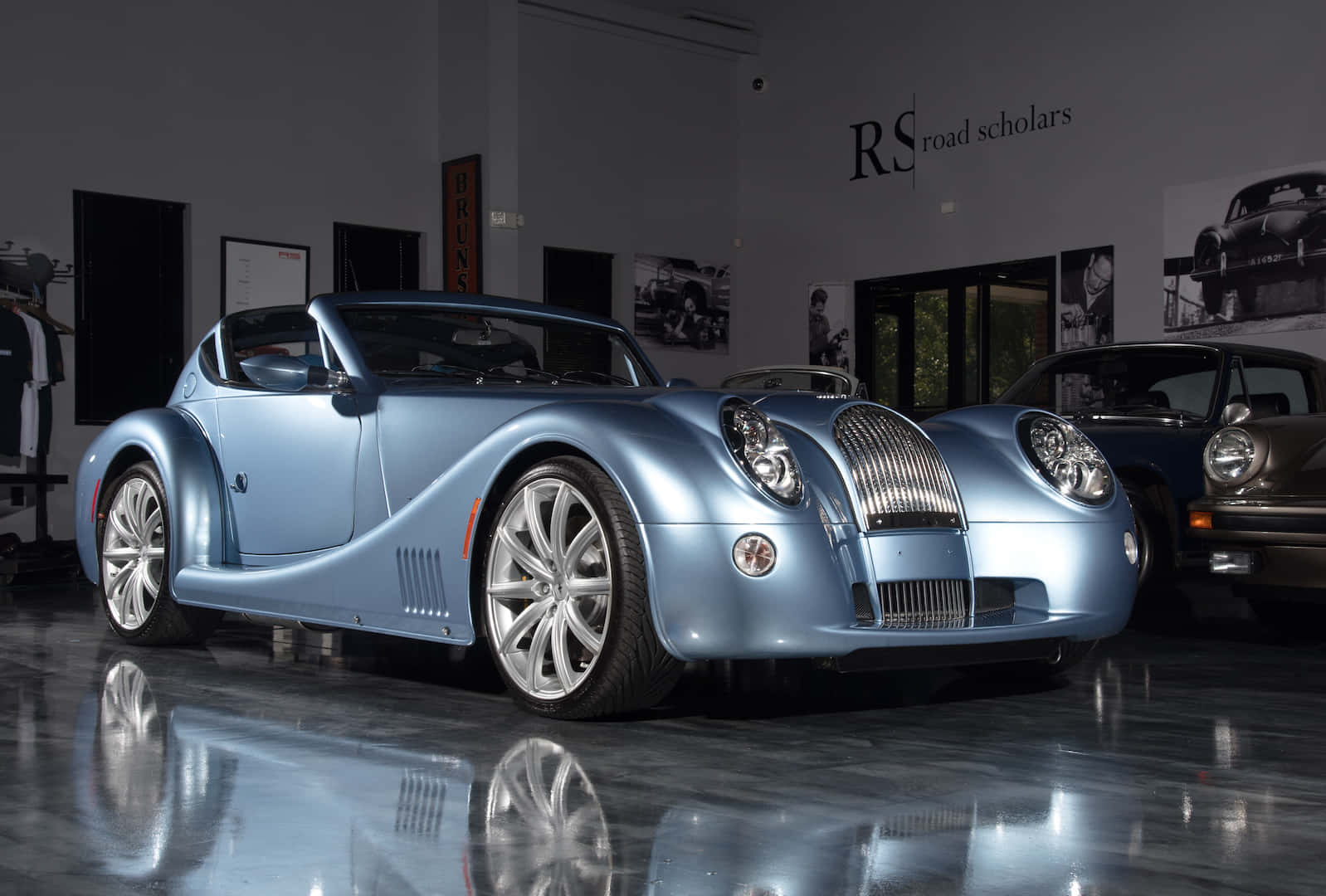 Morgan Aero Super Sports, light blue, studio lights, HD Desktop Wallpaper