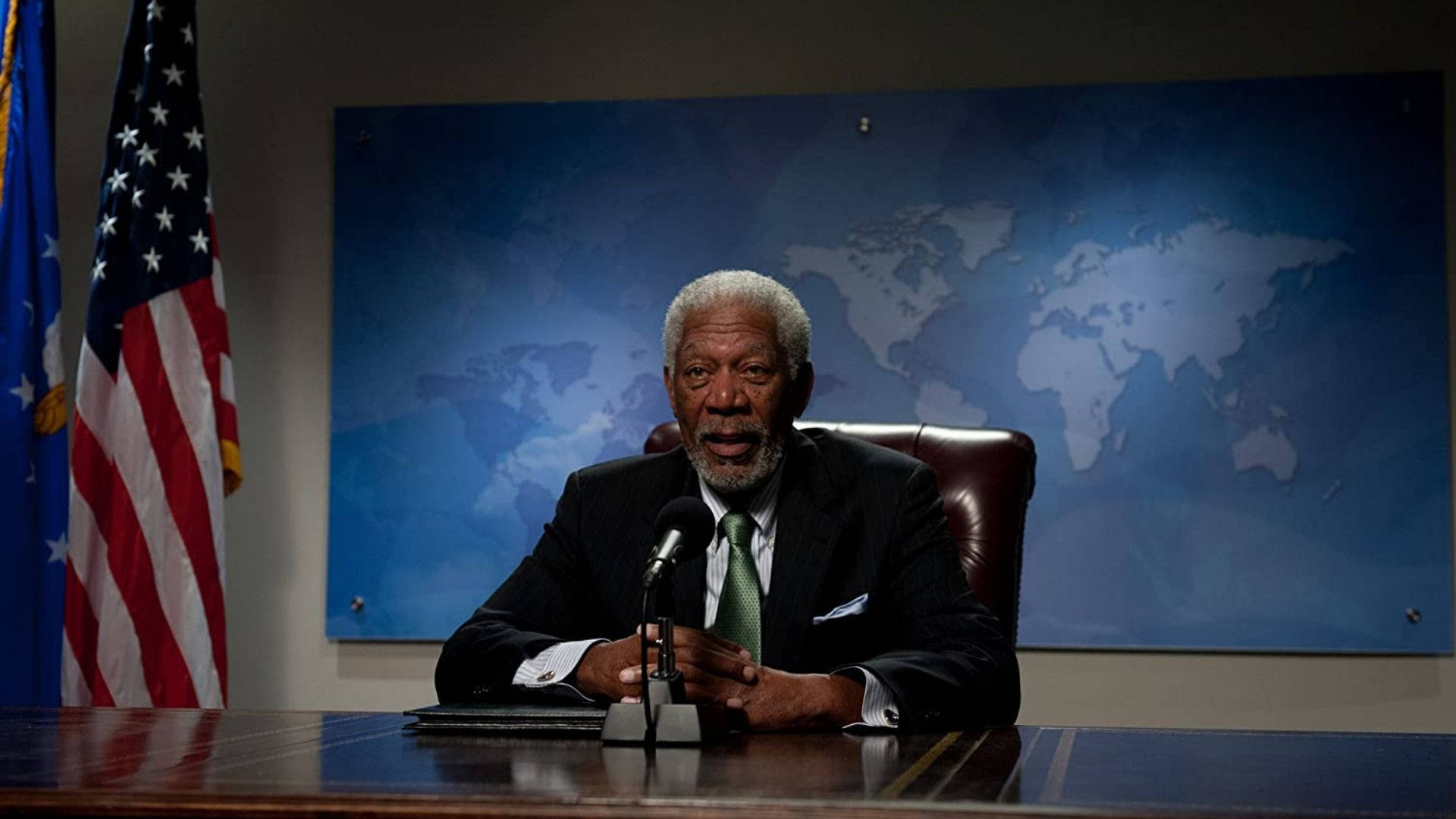 Morgan Freeman, president, polished desk, Full HD Desktop Wallpaper