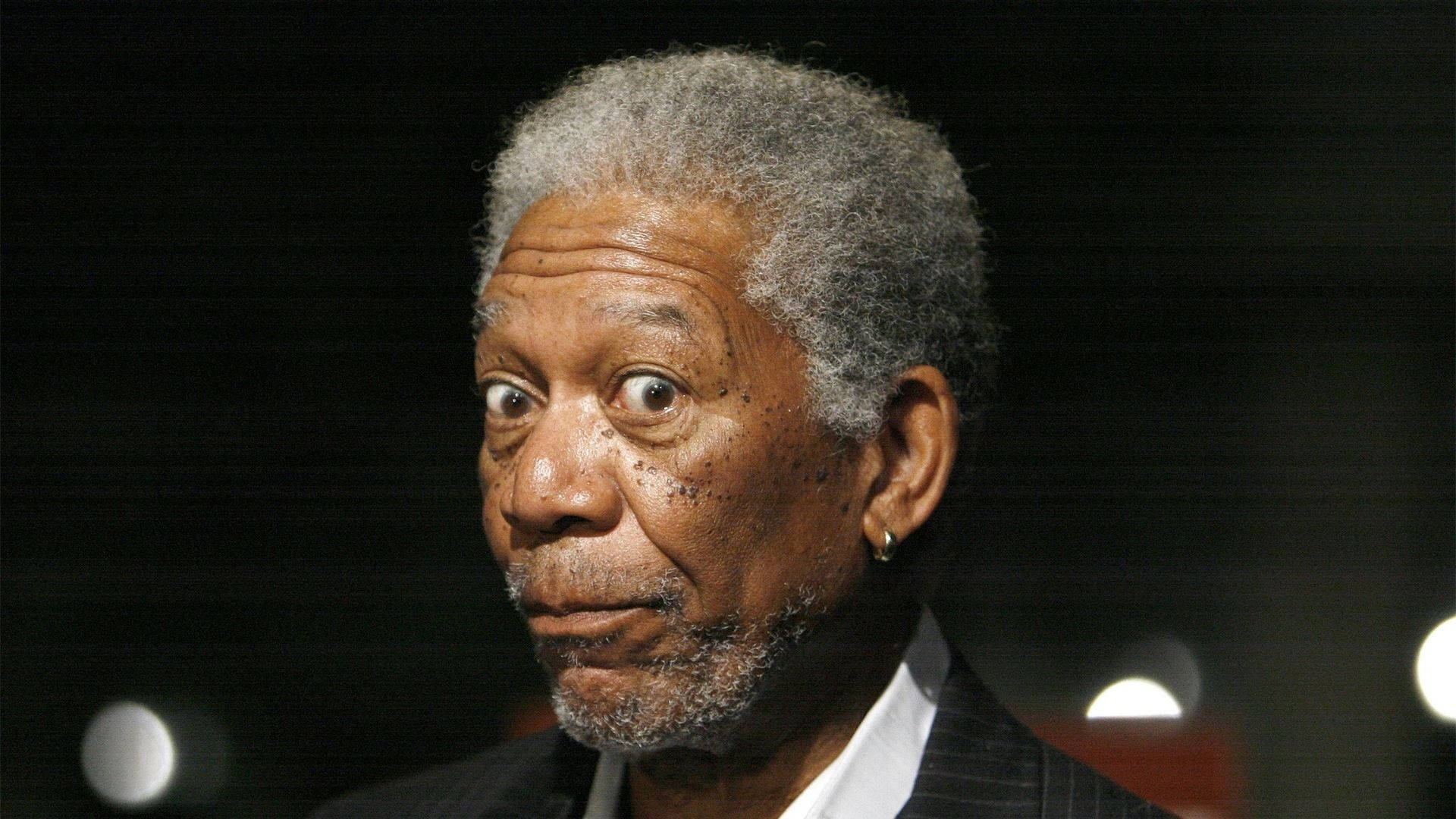 Morgan Freeman, wide eyes, surprised expression, Full HD Desktop Wallpaper
