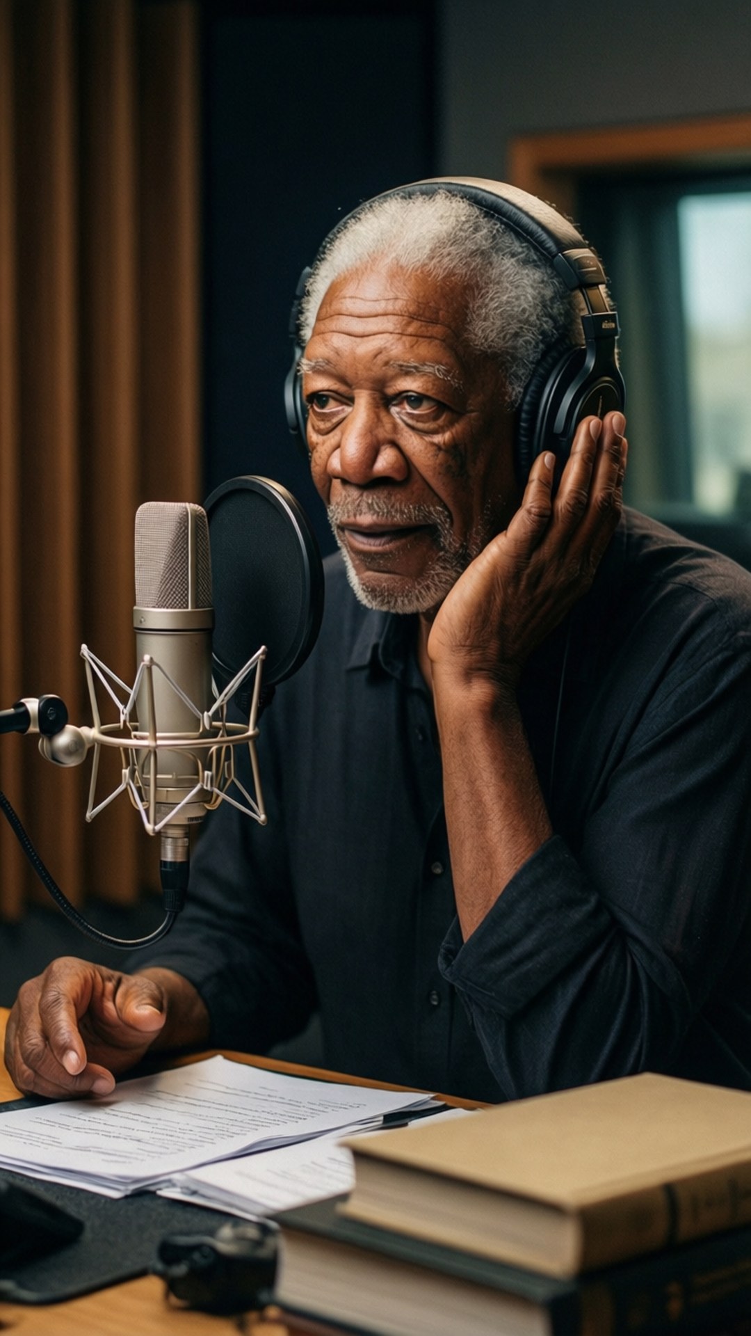 Morgan Freeman, gray hair, headphones, Full HD Phone Wallpaper