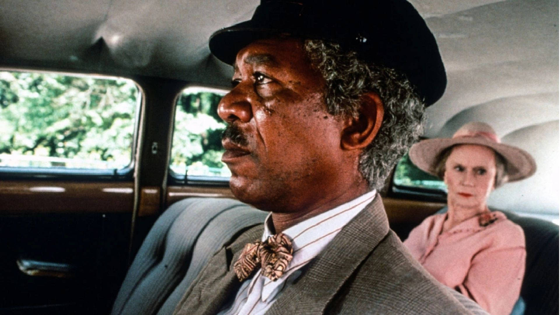 Morgan Freeman, vintage car, suit and hat, Full HD Desktop Wallpaper