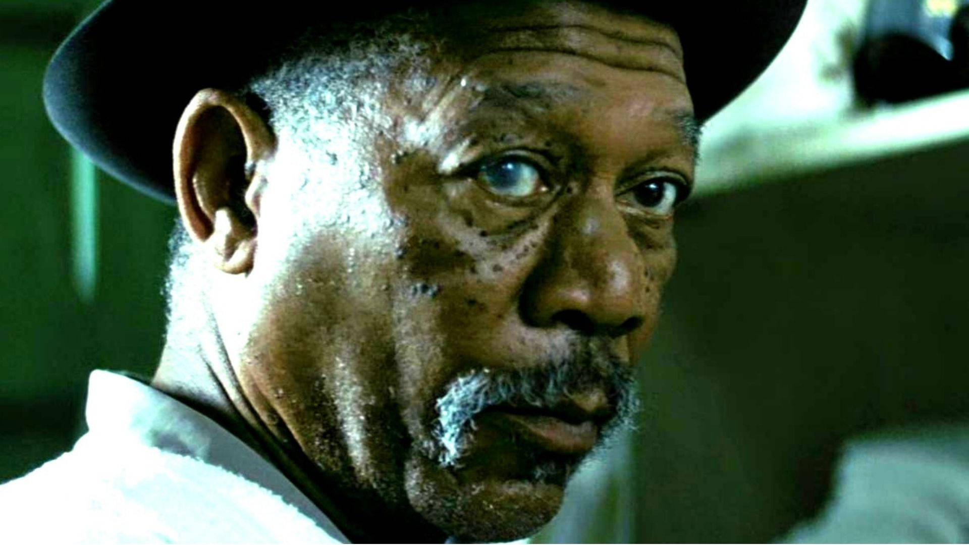 Morgan Freeman, intense blue eyes, gray beard, Full HD Desktop Wallpaper