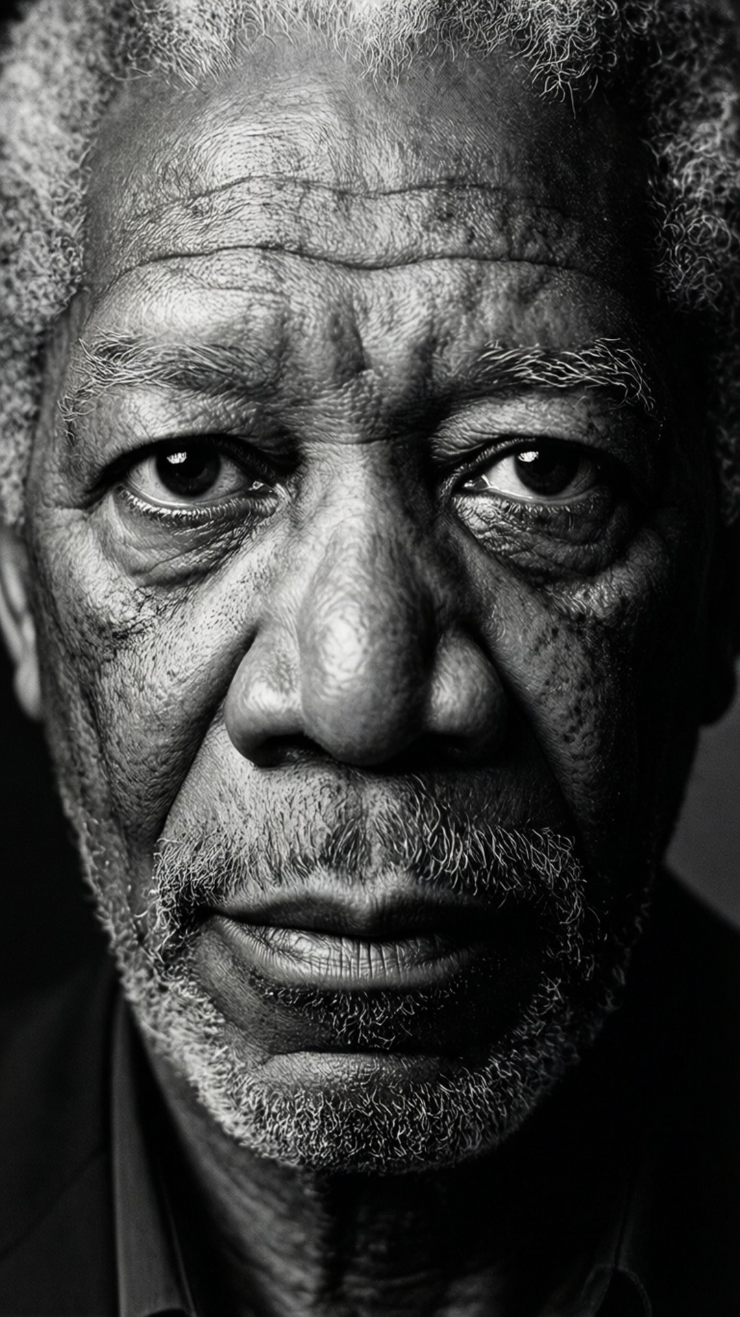 Morgan Freeman, black and white, close-up portrait, Full HD Phone Wallpaper