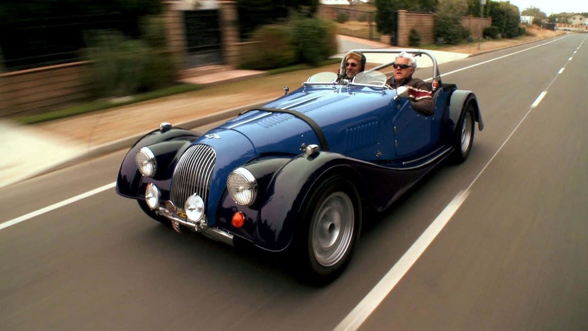 Morgan Plus 8, classic blue, roadster, Full HD Desktop Wallpaper
