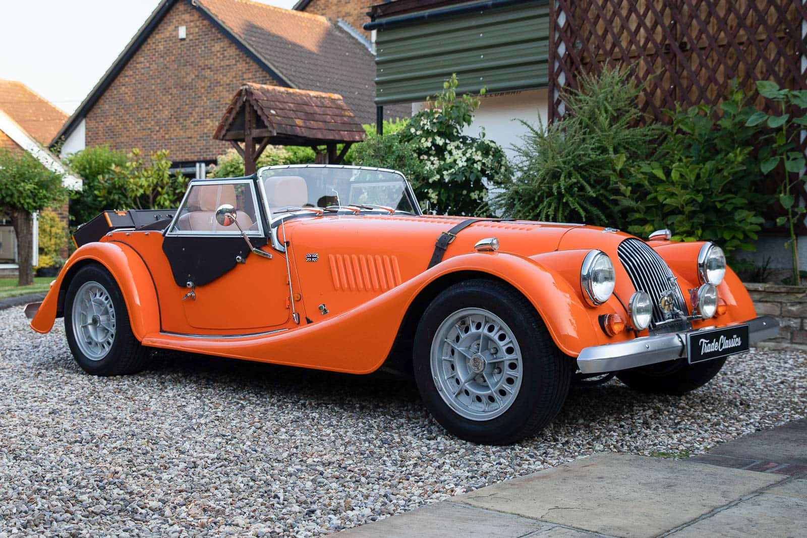 Morgan Plus 8, vibrant sunset, gravel driveway, HD Desktop Wallpaper