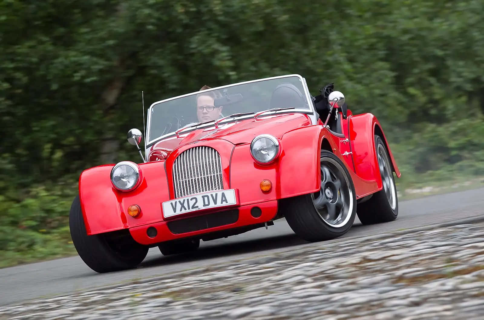 Morgan Plus 8, vibrant red, classic convertible sports car, HD Desktop Wallpaper