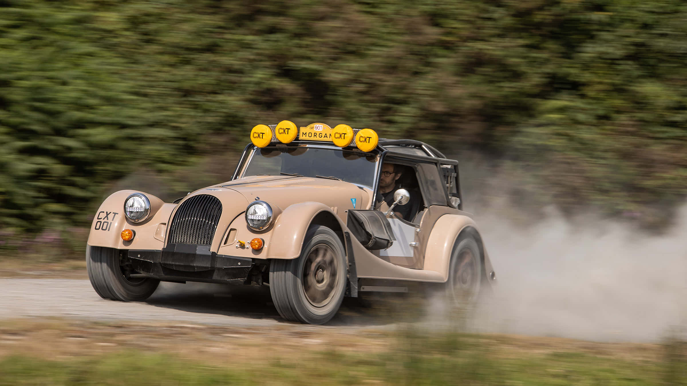 Morgan Plus Four, beige, dusty gravel road, Full HD Desktop Wallpaper