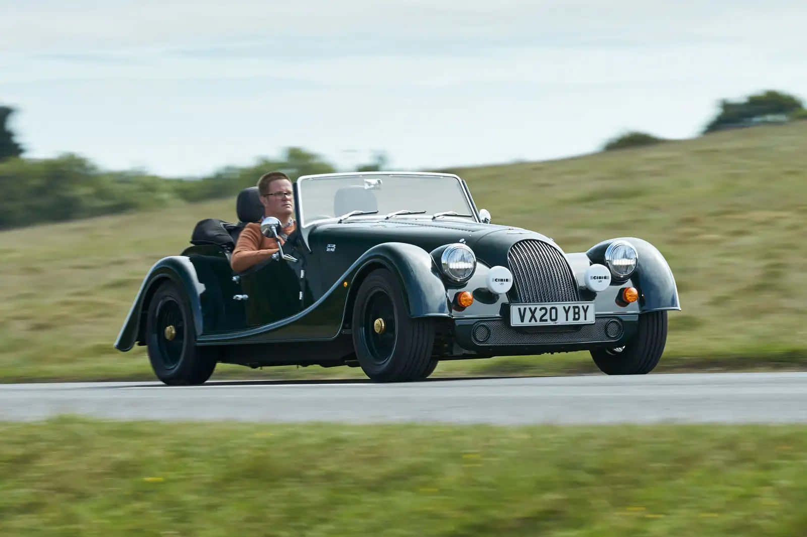 Morgan Plus Four, classic green, roadster, HD Desktop Wallpaper