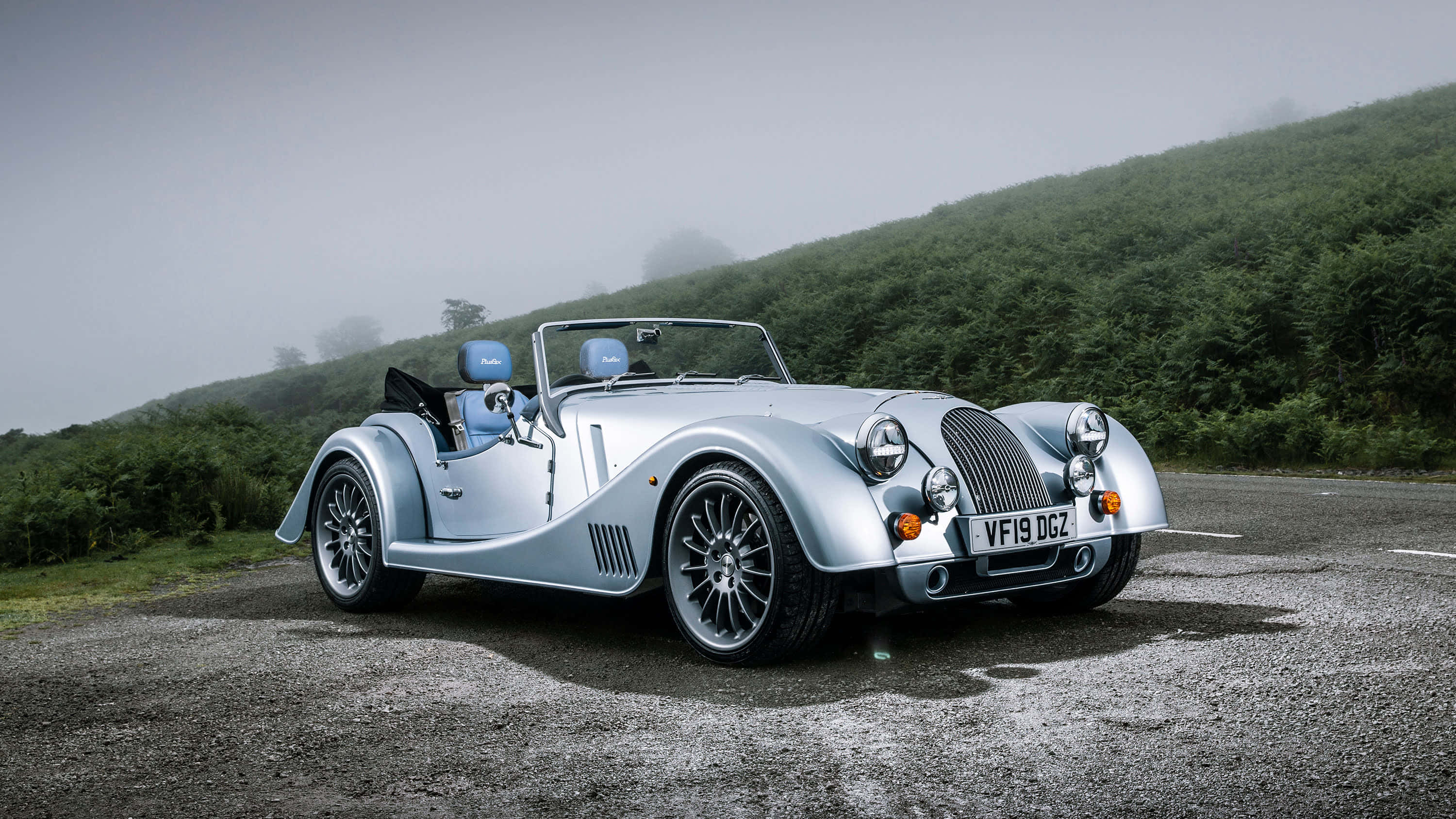 Morgan Plus Six, silver, gravel road, 2K Desktop Wallpaper