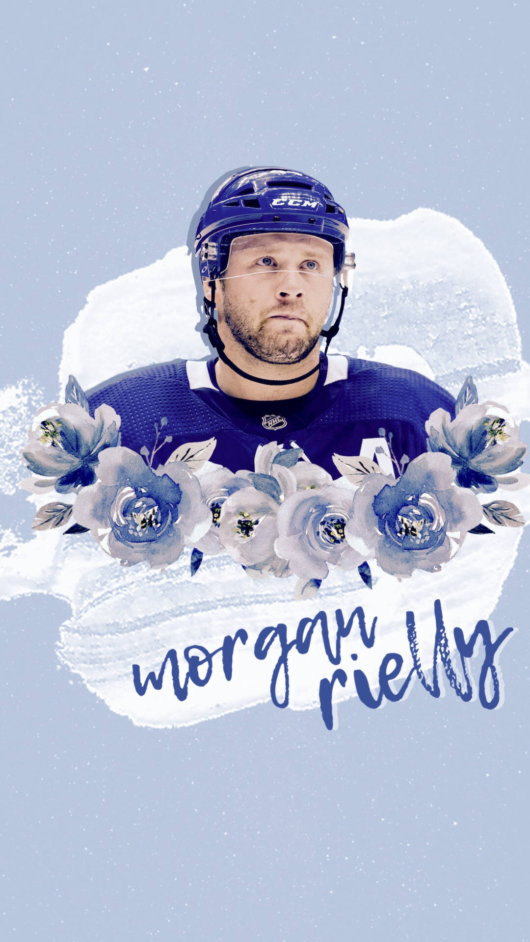 Morgan Rielly, blue gear, watercolor flowers, Full HD Phone Wallpaper