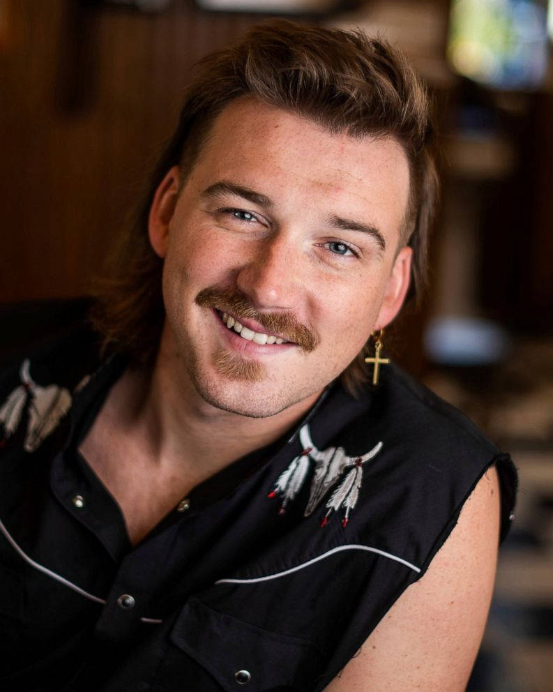 Morgan Wallen, mustache, cross earring, SD Phone Wallpaper