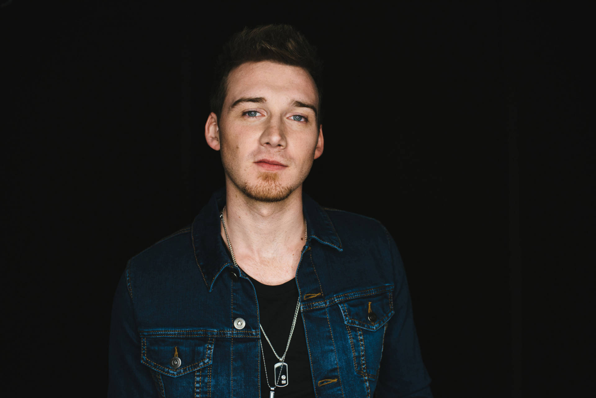 Morgan Wallen, denim jacket, blue eyes, Full HD Desktop Wallpaper