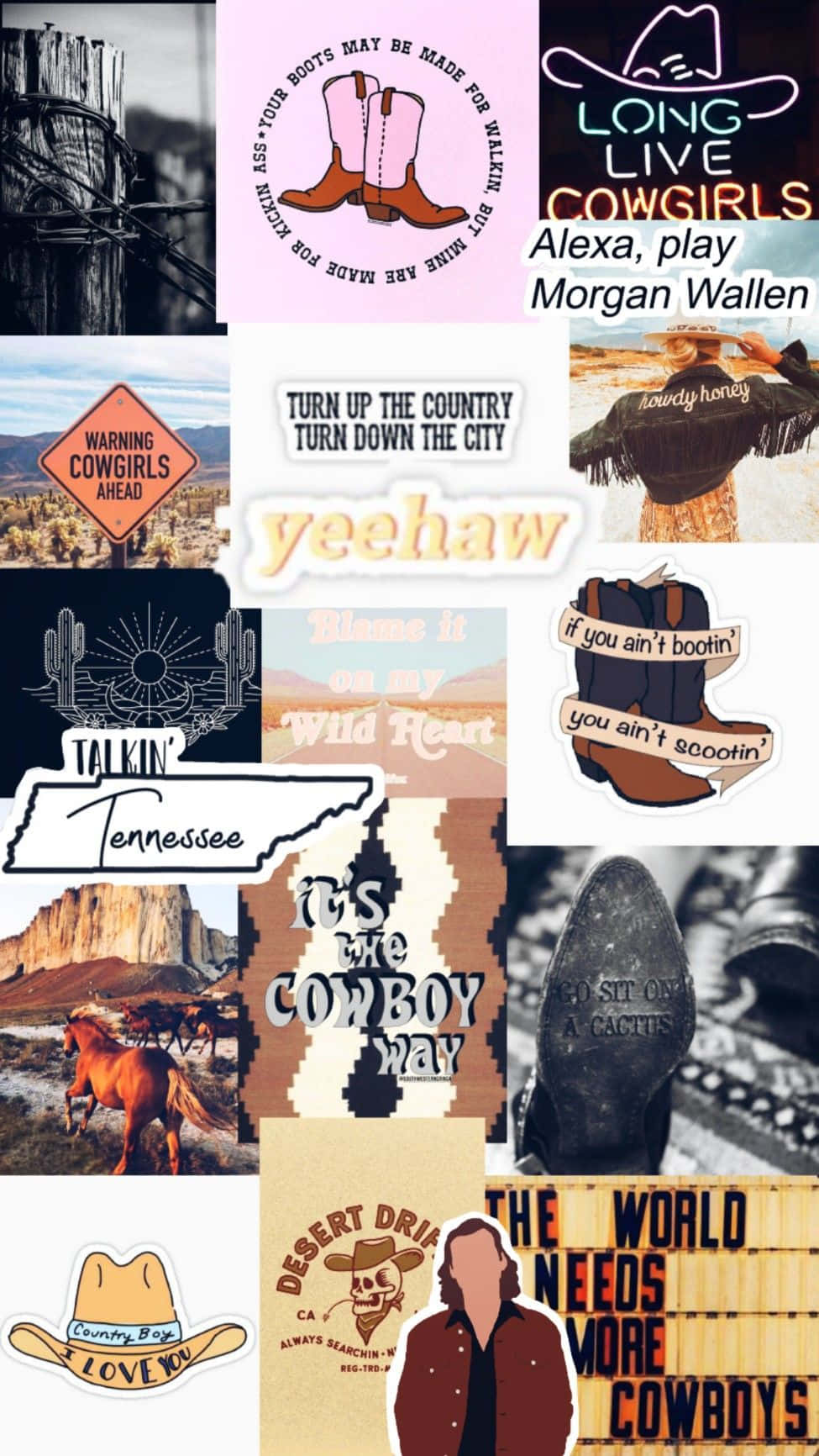 Morgan Wallen, cowboy-themed stickers, boots, HD Phone Wallpaper
