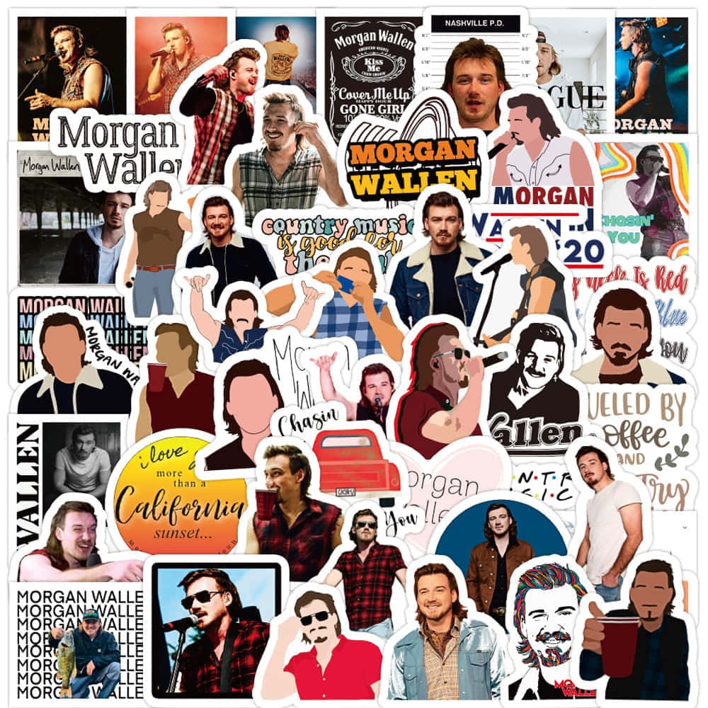 Morgan Wallen, collage, stickers, SD Desktop Wallpaper