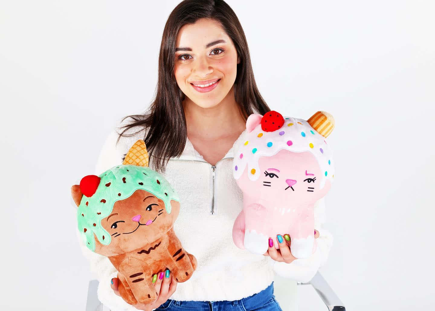Moriah Elizabeth, ice cream cone cats, plush toys, HD Desktop Wallpaper