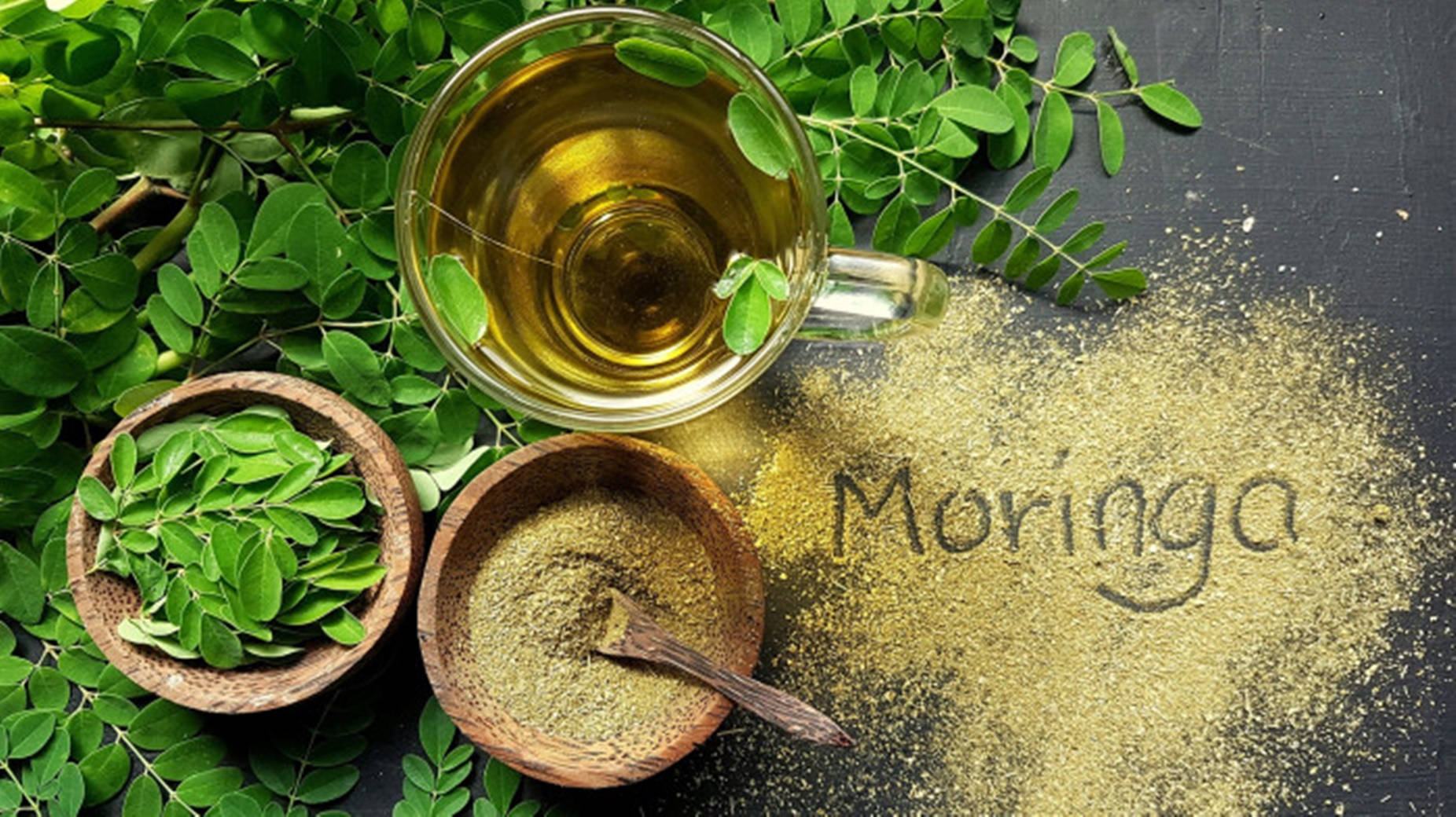 moringa leaves powder, moringa leaves tea, wooden bowls, HD Desktop Wallpaper