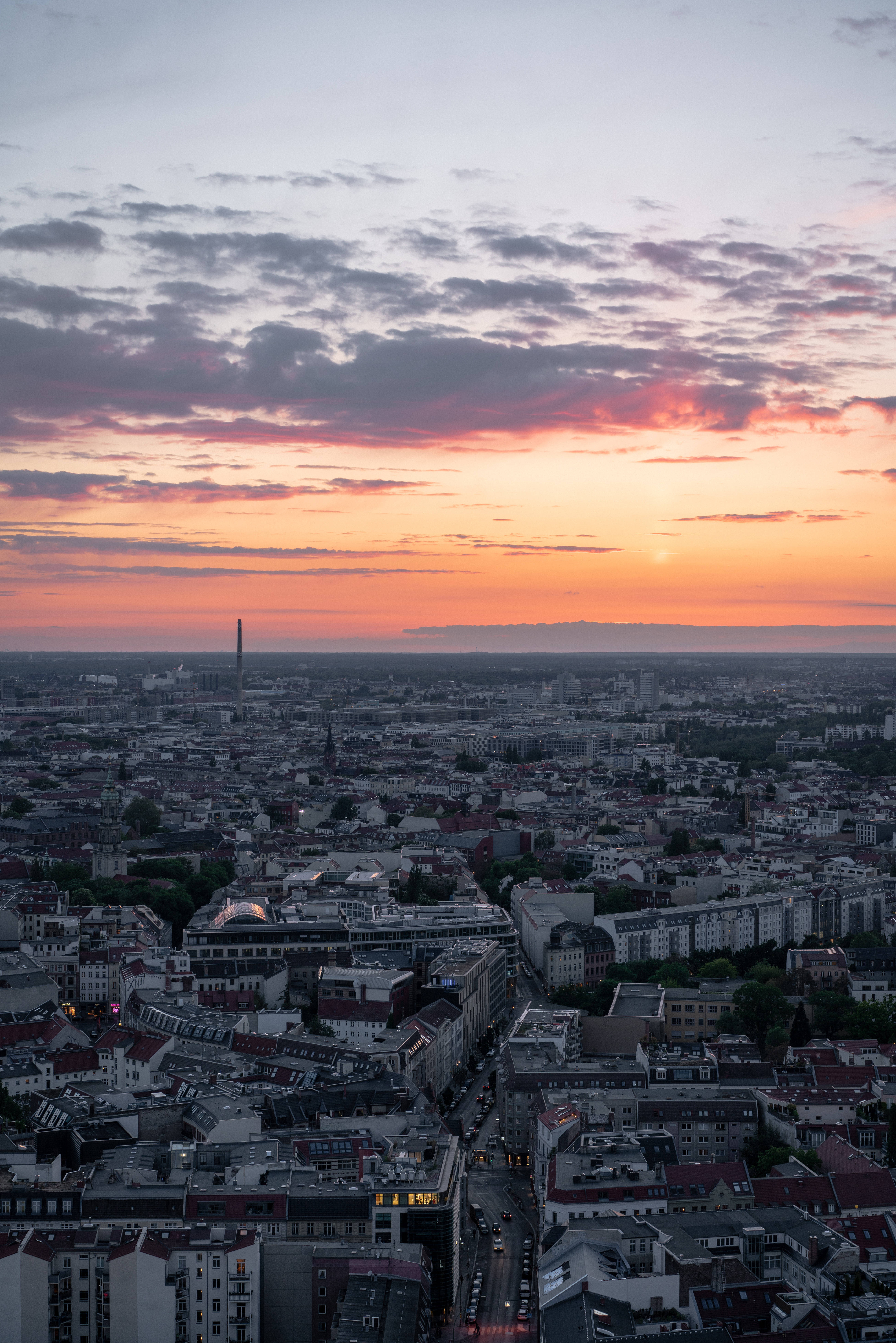 Morning City, sunrise, panoramic, 8K Phone Wallpaper