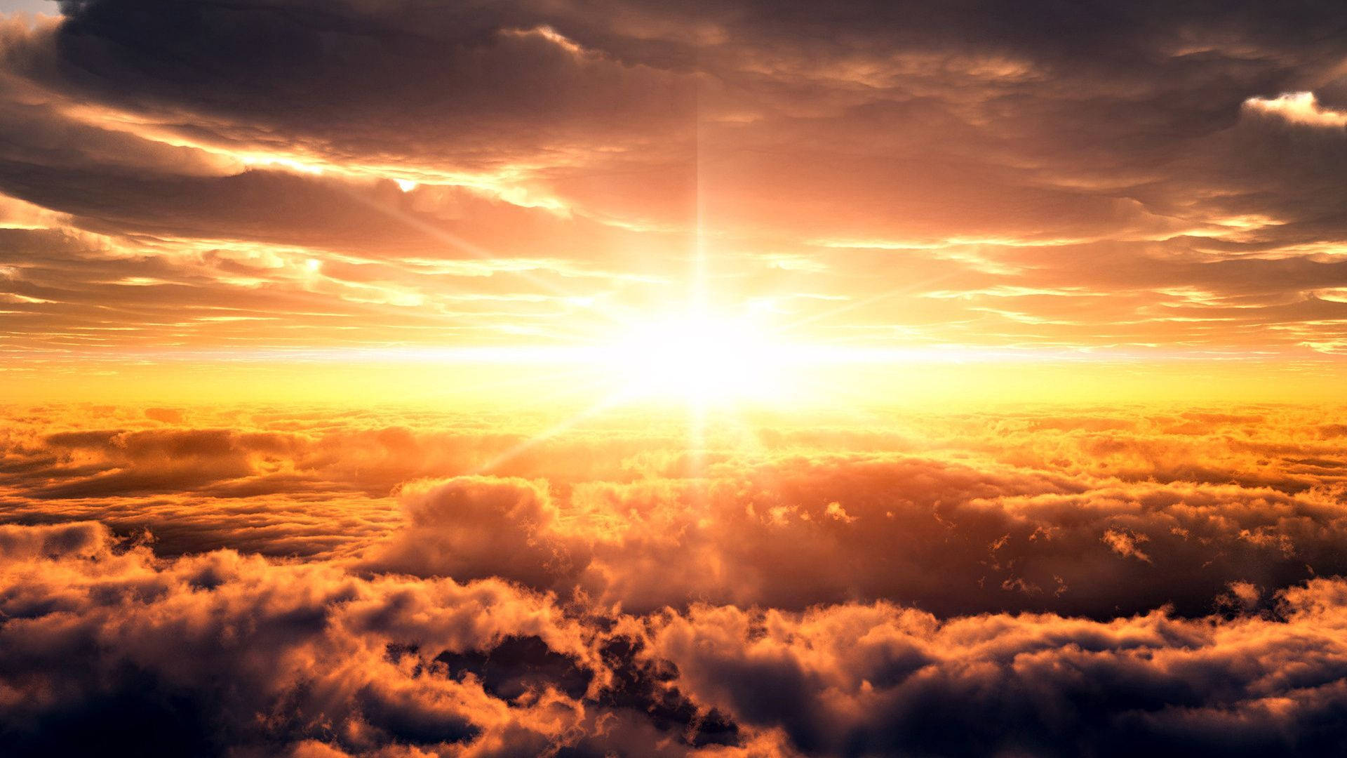 Morning Glory, sea of clouds, sun, Full HD Desktop Wallpaper