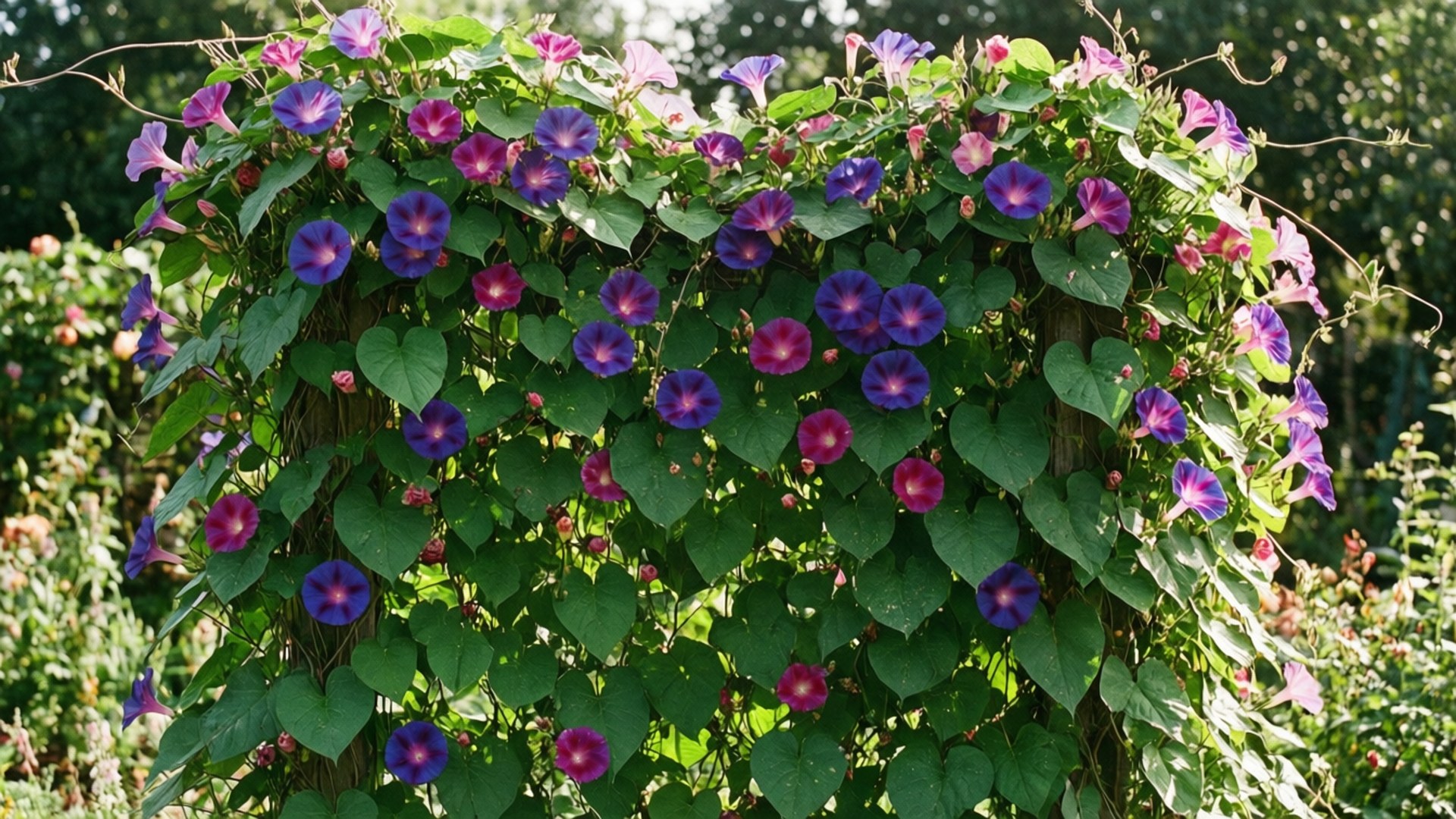 morning glory, purple, pink, Full HD Desktop Wallpaper