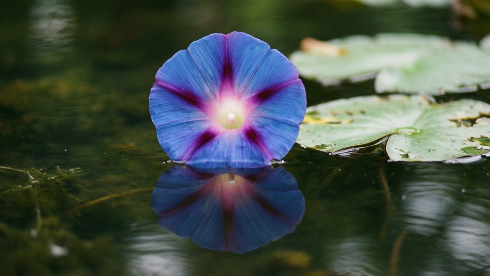 morning glory, vibrant blue, purple streaks, Full HD Desktop Wallpaper